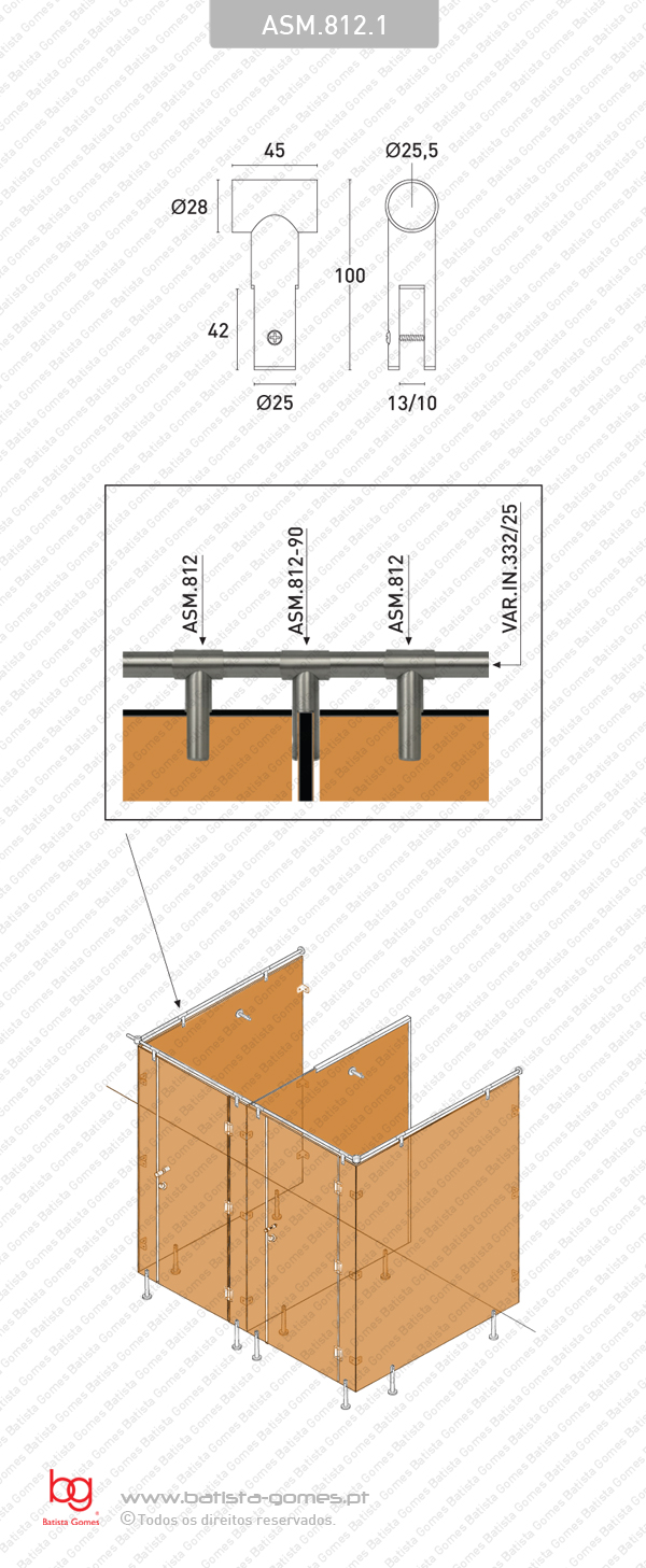 Suporte superior para painel - INOX 304